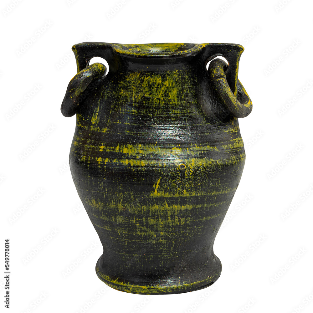 old vintage black and green jug isolated 