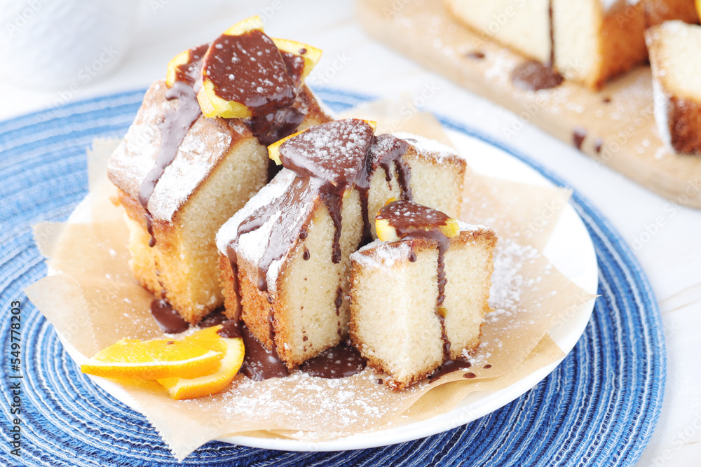 A biscuit citrus cake with oranges A biscuit citrus cake with oranges