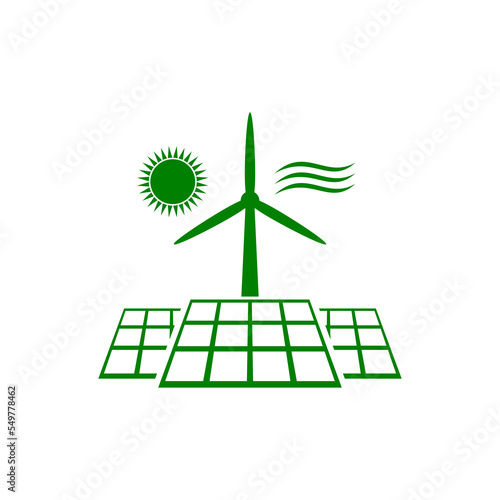 Wind and solar energy logo icon isolated on white background