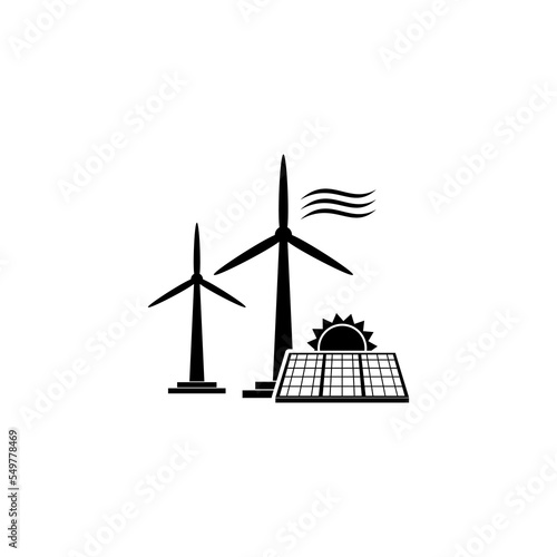 Wind and solar energy logo icon isolated on white background