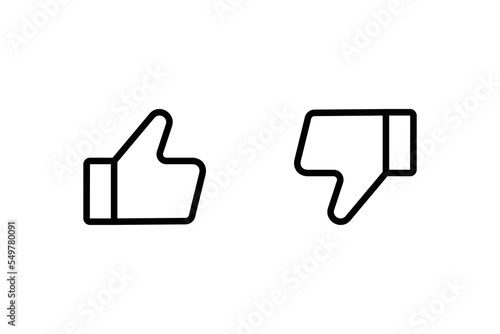 Like and dislike linear icons. Thumb up, thumb down icon set. Vector illustration in line style on white background