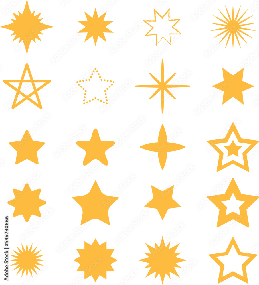 Set of stars icons in yellow. Gold stars isolated to use as background or rating. Set of stars icons in yellow. Gold stars isolated to use as background or rating.