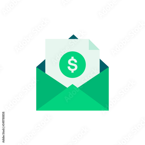 Invoice mail icon. Payment and bill invoice. Order symbol concept. Tax mail sign design. Paper bank mail document icon. Vector invoice mail icon