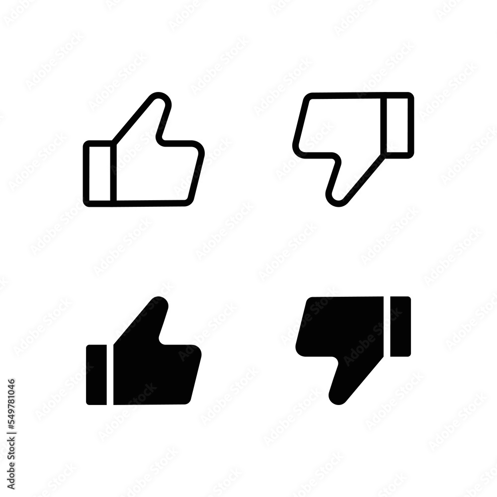 Like Dislike icons. Thumb up, thumb down icon set. Vector illustration in line and solid styles on white background