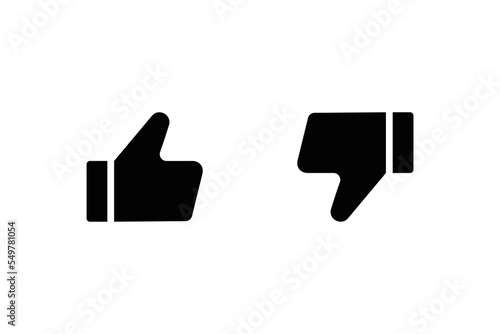 Like and dislike solid icons. Thumb up, thumb down icon set. Vector illustration in solid style on white background