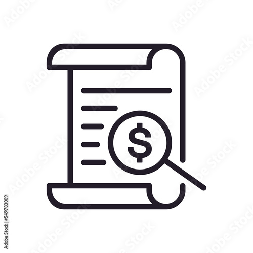 Invoice line icon. Payment and bill invoice. Order symbol concept. Tax sign design. Paper bank document icon. Vector invoice icon