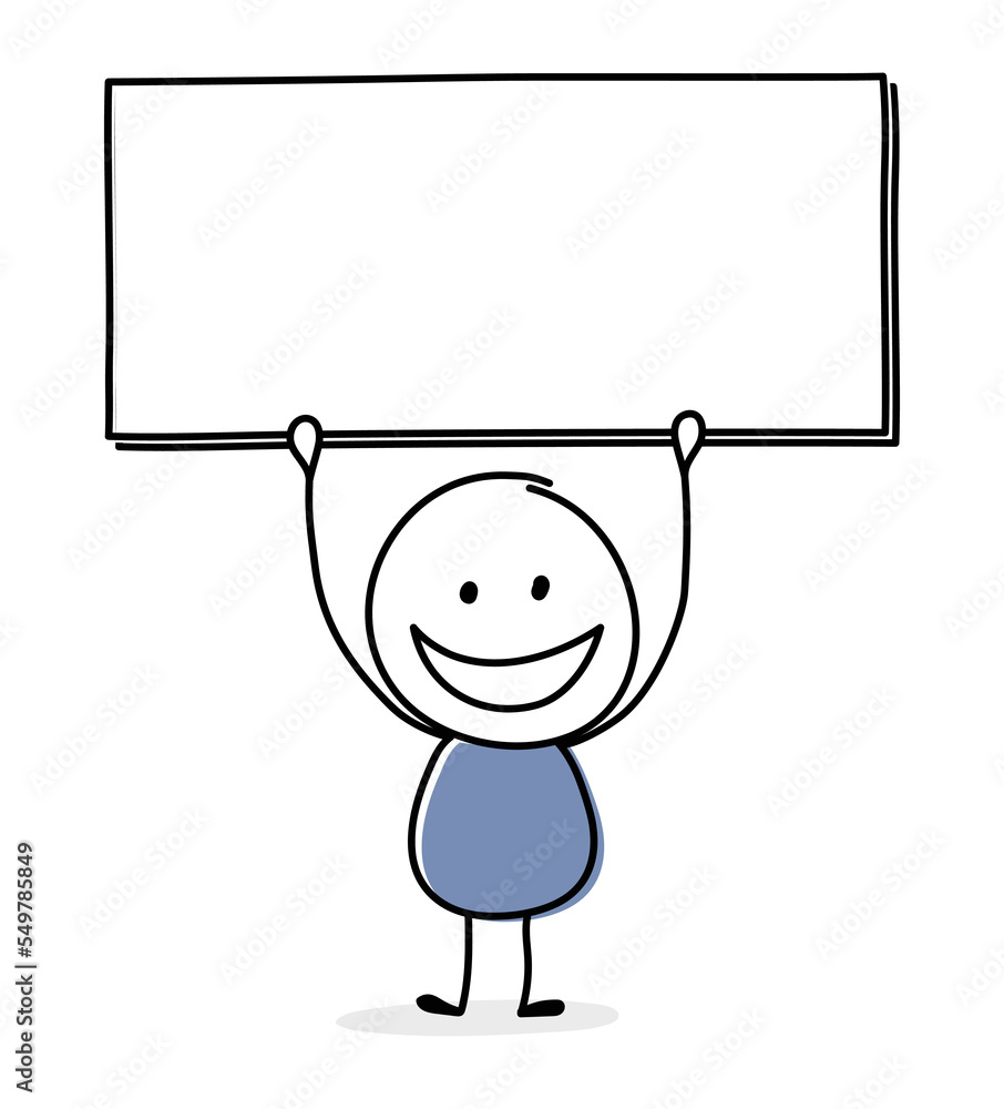 Happy stickman with empty board symbol. Vector Happy stickman with empty board symbol. Vector