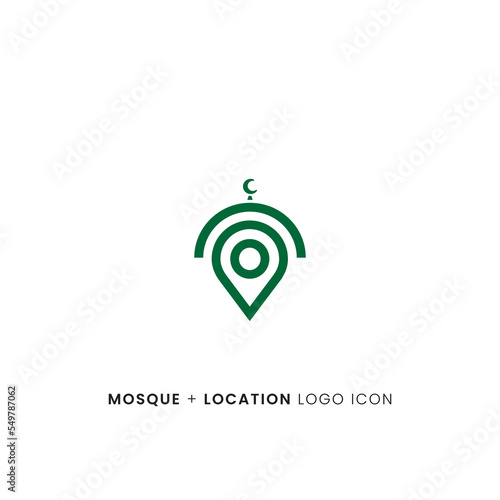 Mosque with location pin logo icon