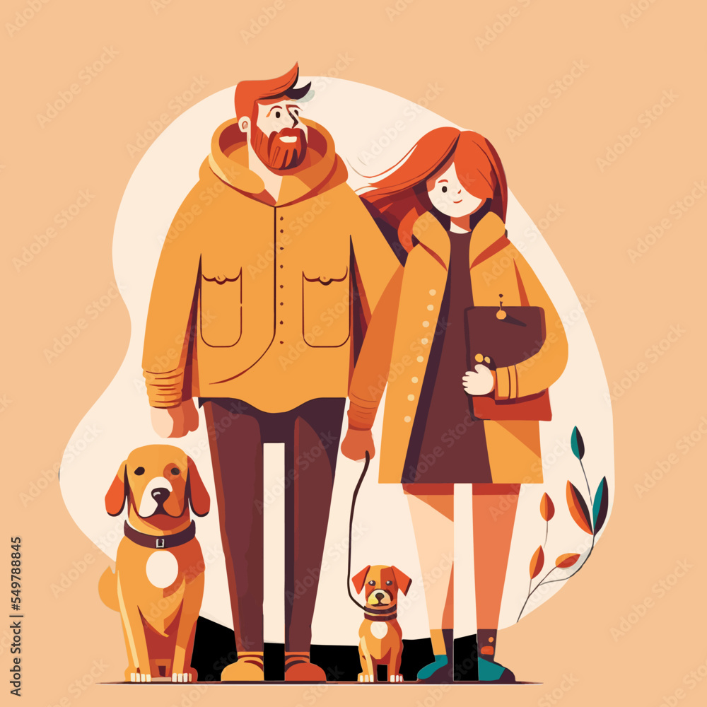 Happy family portrait with kids, Parent Love modern flat vector illustration