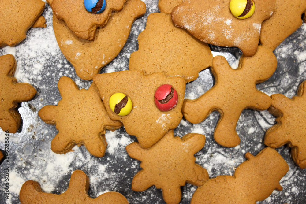 Dough for ginger cookies with Christmas molds. Dough for ginger cookies with Christmas molds.