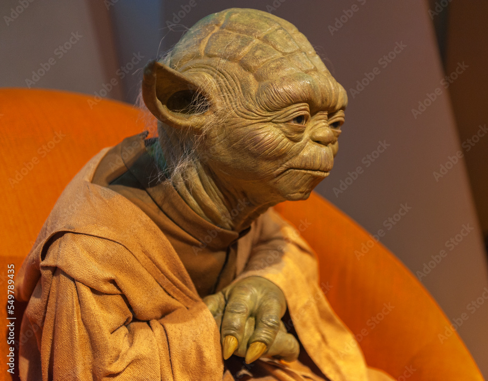 Naklejka premium Master Yoda wax figure in Madame Tussauds museum in Berlin, Germany