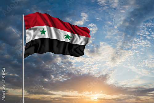 Waving National flag of Syria photo