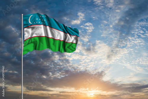 Waving National flag of Uzbekistan