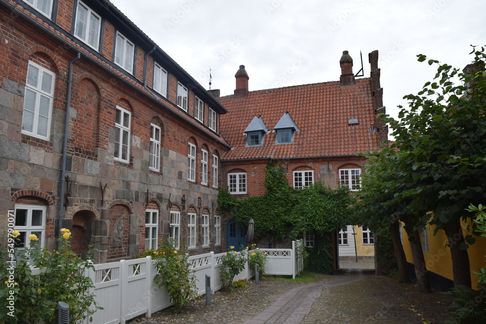  Inner courtyard of the historic sight Karnapgården in Viborg; Denmark; Central Jutland