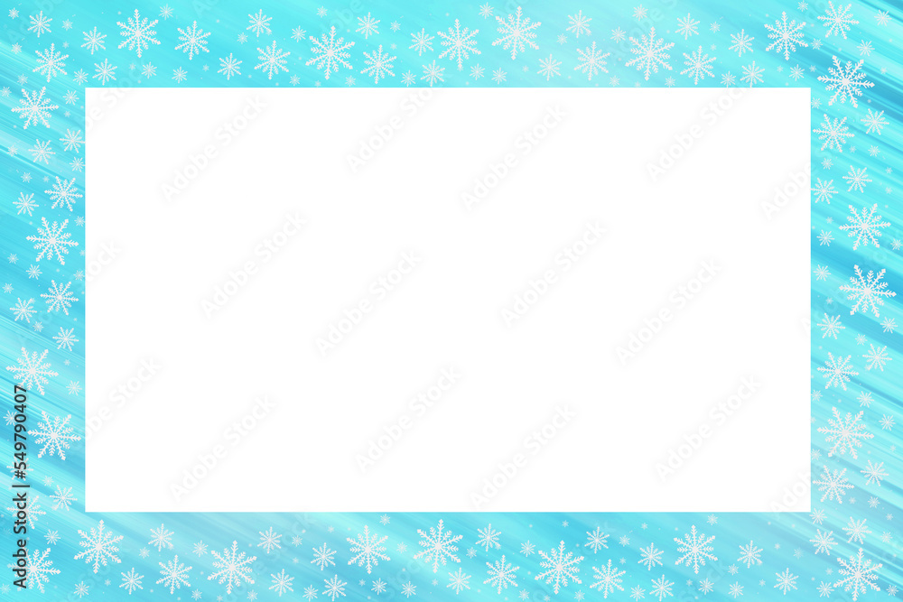 Blue saturated bright gradient background with diagonal stripes, white snowflakes around. Christmas, New Year card with copy space. Blue saturated bright gradient background with diagonal stripes, white snowflakes around. Christmas, New Year card with copy space.