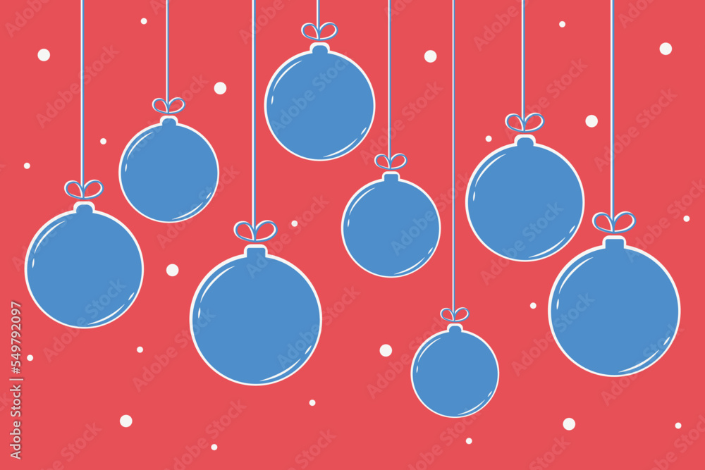 Hanging Christmas balls. Greeting card layout. Vector illustration Hanging Christmas balls. Greeting card layout. Vector illustration