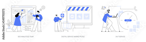 Online services abstract concept vector illustrations.