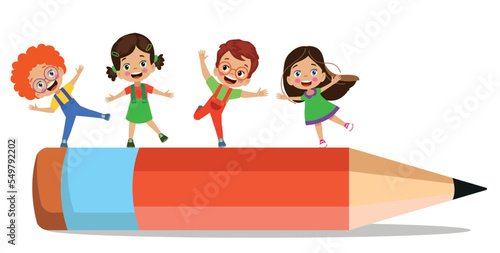 cute little boy holding a pencil