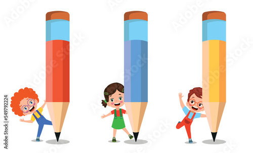 cute little boy holding a pencil