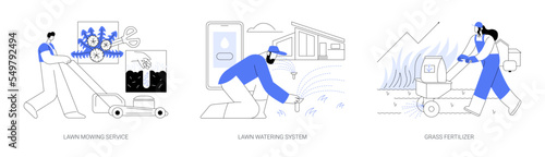 Gardening services abstract concept vector illustrations.