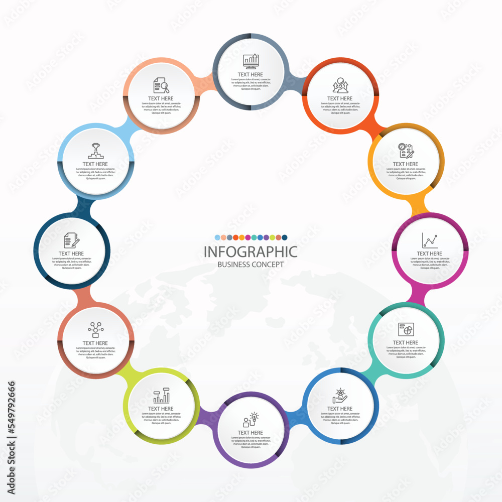 Basic circle infographic with 12 steps, process or options. Basic circle infographic with 12 steps, process or options.