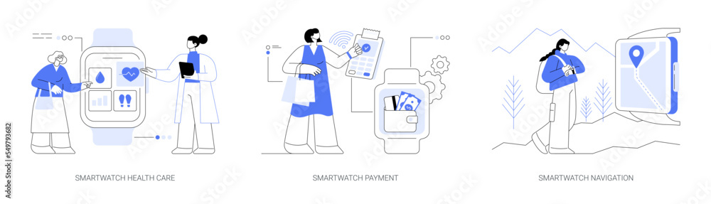 Smart accessories abstract concept vector illustrations.