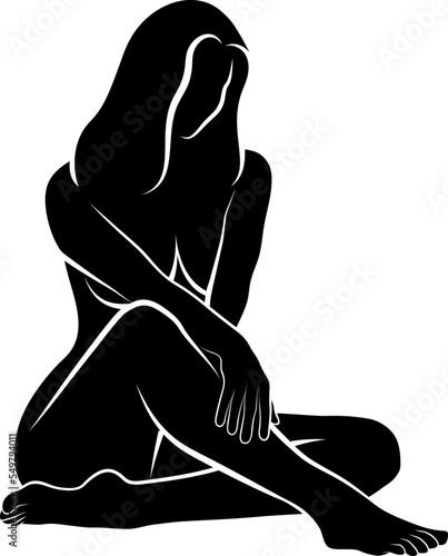 woman touching her leg silhouette