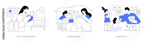 Child care abstract concept vector illustrations.