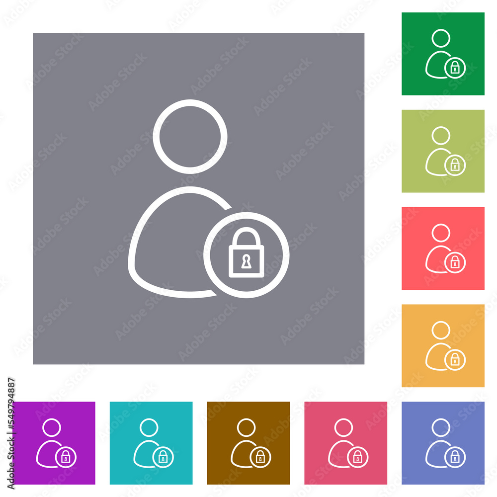 Lock user outline square flat icons Lock user outline square flat icons