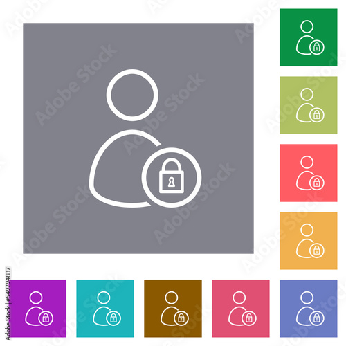 Lock user outline square flat icons