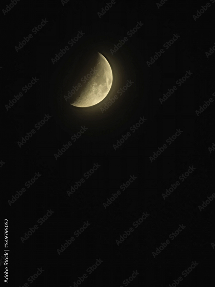 half moon over no clouds half moon over no clouds