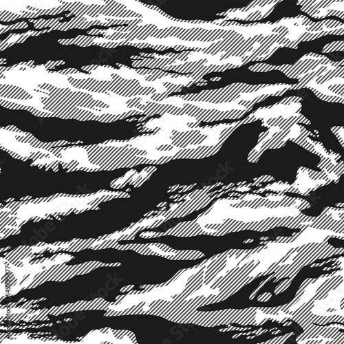 Abstract camouflage linear seamless pattern, vector texture, vinyl wrap.