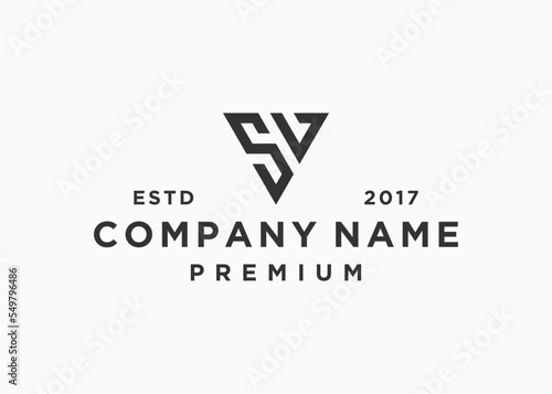 initial letter sv or vs logo design vector illustration template