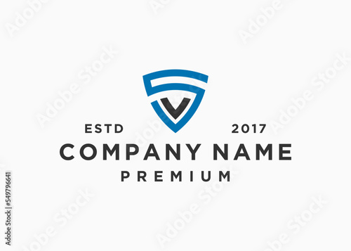 letter sv shield logo design vector illustration template