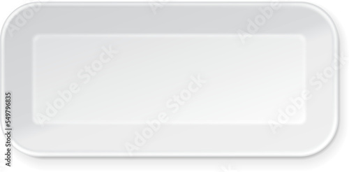Mockup Empty Blank Styrofoam Plastic Food Tray Container, Plate, Dish. 3D. Illustration Isolated On White Background. Mock Up Template Ready For Your Design. Vector EPS10