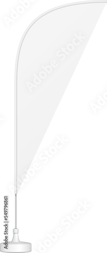 Mockup Outdoor Feather Blade Straight Flag, Shark Fin, Stander Advertising Banner Shield. Illustration Isolated On White Background. Mock Up Template Ready For Your Design. Product Advertising.