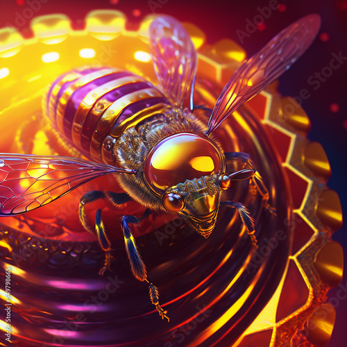 beautiful intricate blown glass bee, art glass, entomology, insect photogaphy photo