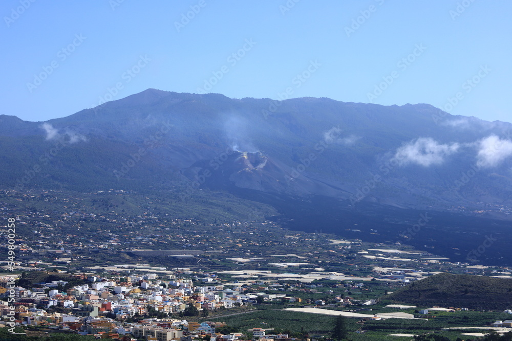 View on the Cumbre Vieja which is an active volcanic ridge on the island of La Palma in the Canary Islands,