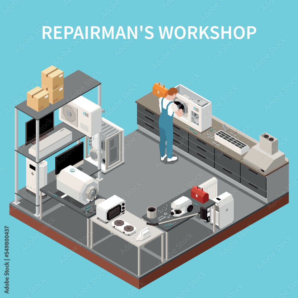 Repairman Workshop Isometric Background