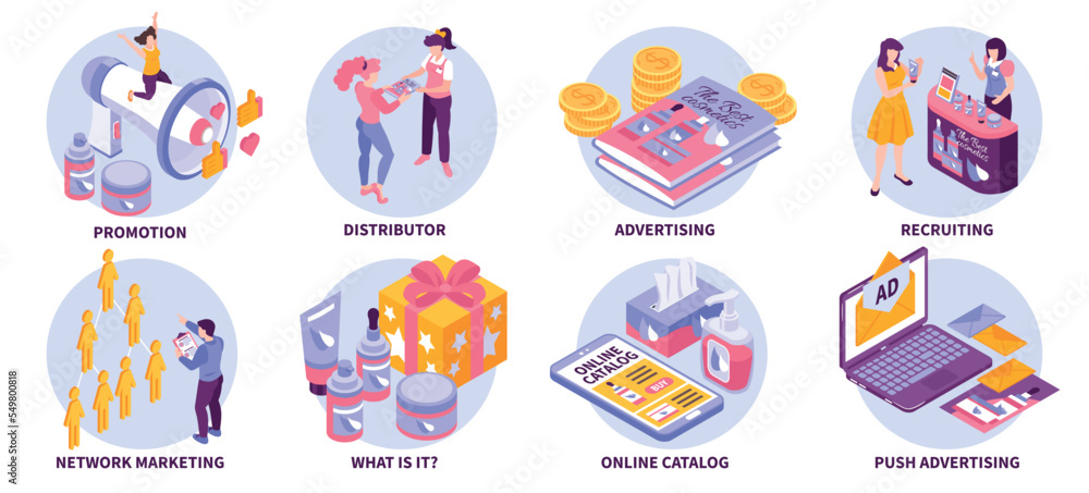 Isometric Network Marketing Set Isometric Network Marketing Set
