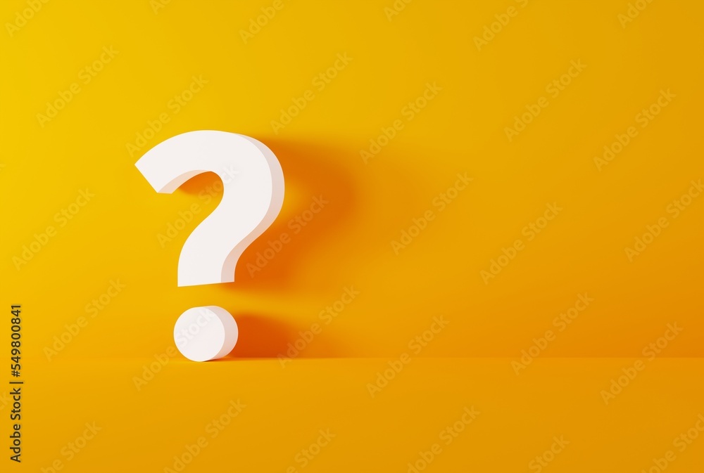 Question mark. Business concept, thinking, caution on business. Question mark on a dark background. 3D render, 3D illustration. Question mark. Business concept, thinking, caution on business. Question mark on a dark background. 3D render, 3D illustration.