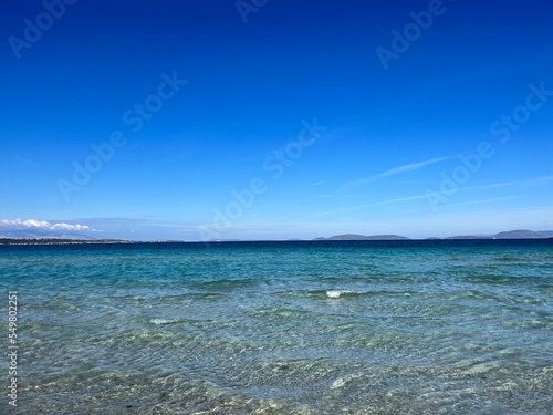 Blue seascape  azure sea surface and blue sea  sea horizon background