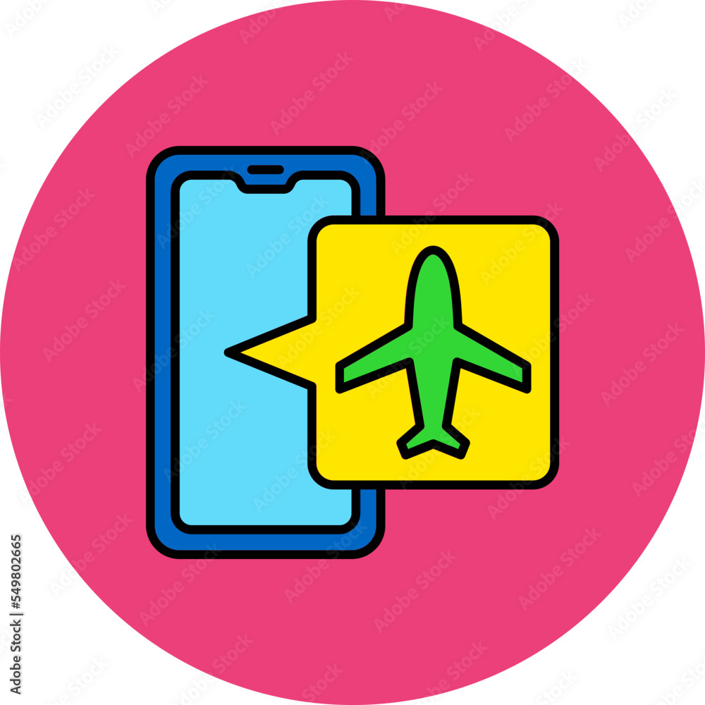 Airplane Mode Multicolor Circle Filled Line Icon Airplane Mode Multicolor Circle Filled Line Icon