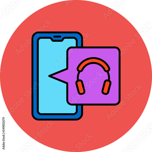 Headphones Multicolor Circle Filled Line Icon
