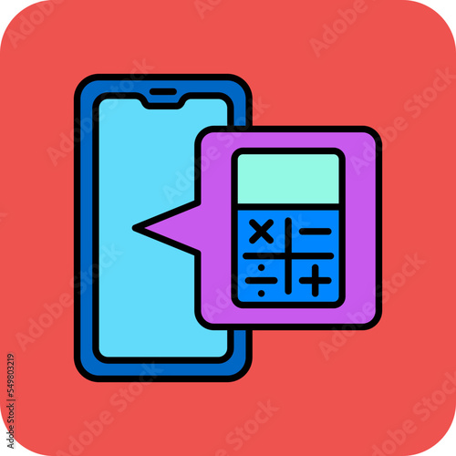 Calculator Multicolor Round Corner Filled Line Icon
