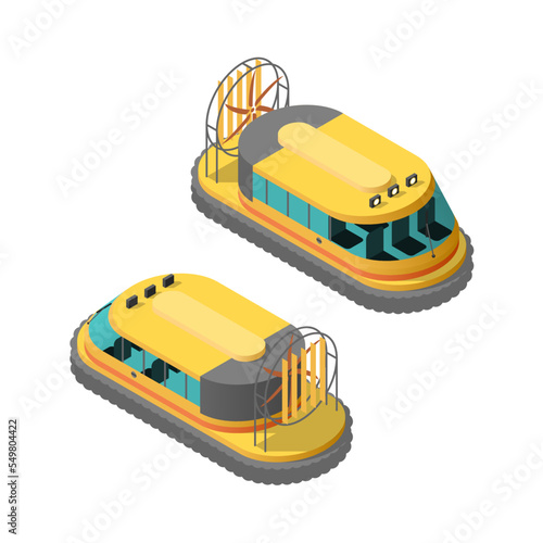 Foto Isometric 3D Transport Ship Boat Hovercraft Urban City Element Vector Design Sat