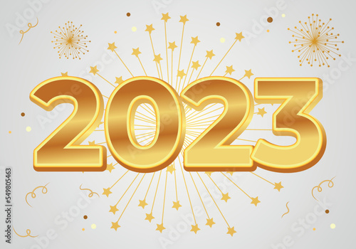 2023 new year 3d effect. New year wish card, luxury 2023 new year with confetti invitation card.