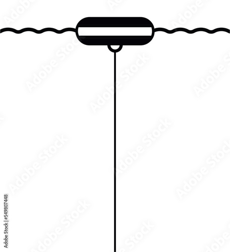 icon of diving buoy, line, buoy, waves, vector illustration of freediving buoy, buoy pictogram