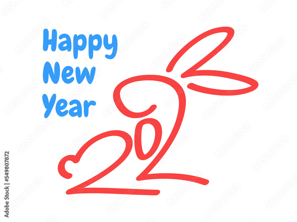 2023 Typography Text Logo with a rabbit Concept Happy New Year 2023 Typography Text Logo with a rabbit Concept Happy New Year
