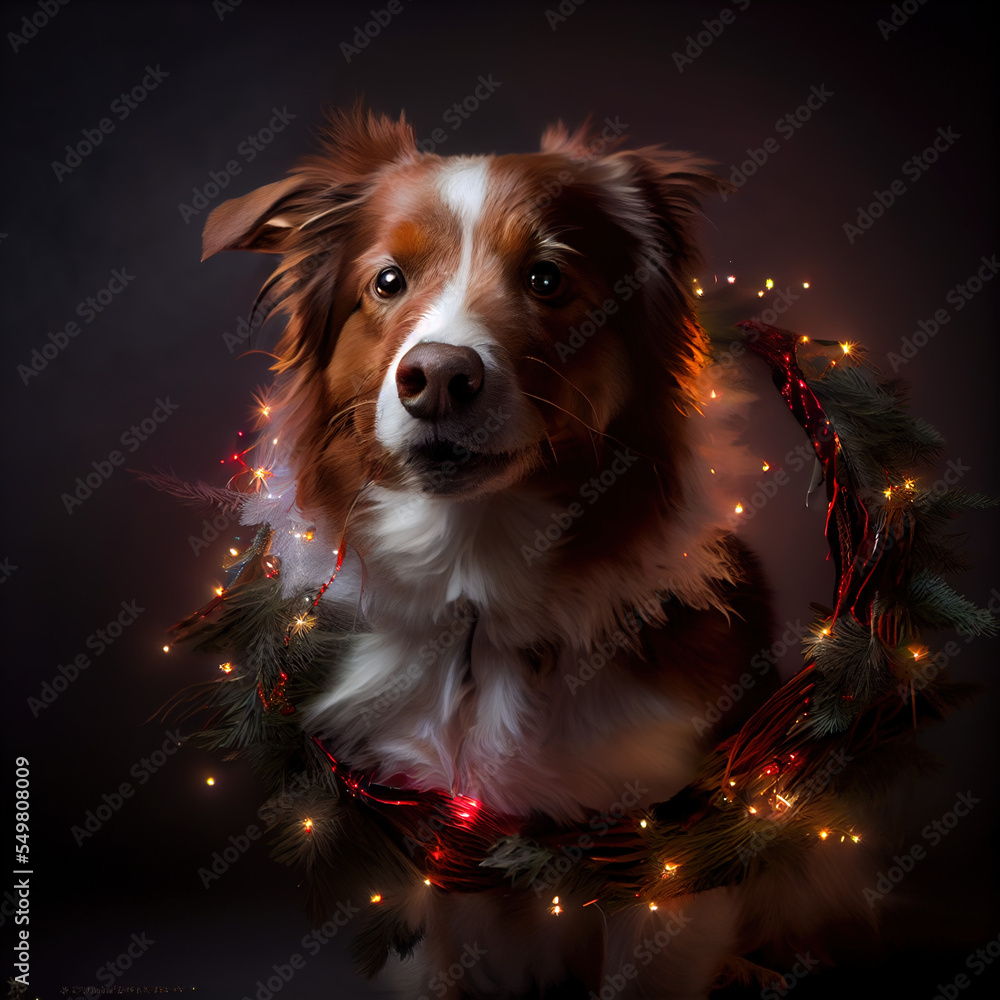 dog portrait christmas